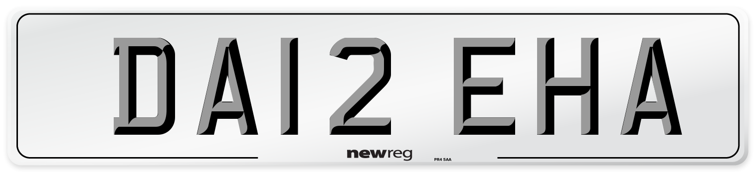 DA12 EHA Number Plate from New Reg